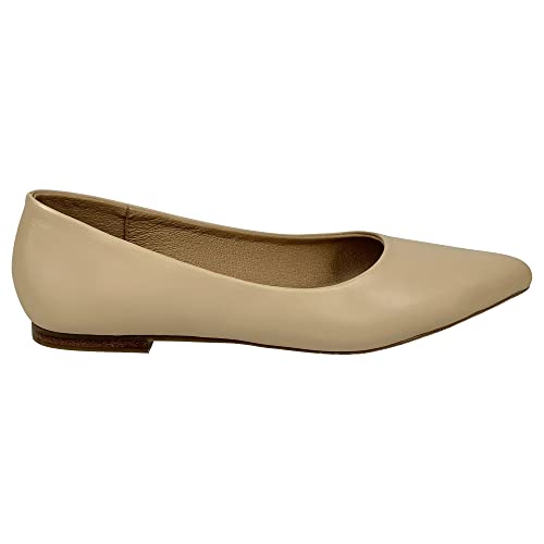 SOBEYO Women's Pointed Toe Ballet Flat Low Shoes Genuine Cow Leather Memory Foam Cushion Comfort Style Elegance Fine Leather Lining Insole3