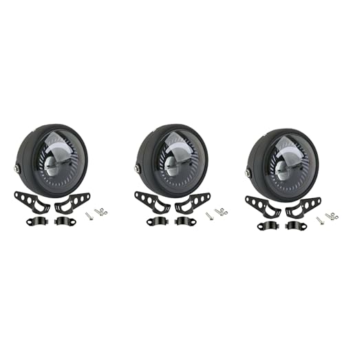 Faro LED 6.5 Pulgadas Cafe Racer Evita Vibraciones con Soporte Lateral Espiral 3X