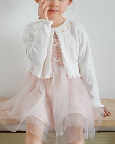 Girls Cardigan Dress Cover Up Kids 100% Cotton Bolero Shrug Cover Up Solid Color Knitwear for Spring Summer4