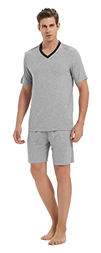 Image of MoFiz Mens Pajamas Set Short Sleeve PJ's Sleep Lounge Sleepwear Cool Pyjama Summer Sets Comfortable Lightweight