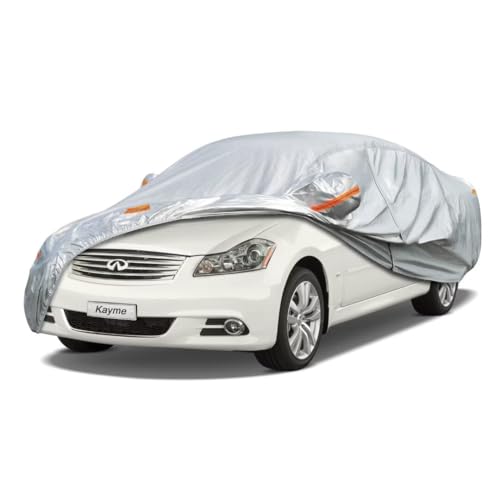 Kayme Sedan Car Cover Fit for Infiniti M35 M37 (2006-2010) Automobiles All Weather Waterproof, Outdoor Cover Sun Rain Protection, with Lock and Zipper