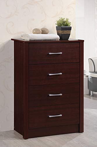 Hodedah 4-Drawer Chest Dresser, 40.3 In. H X 27.5 In. W X 15.5 In. D, Mahogany #TOP1