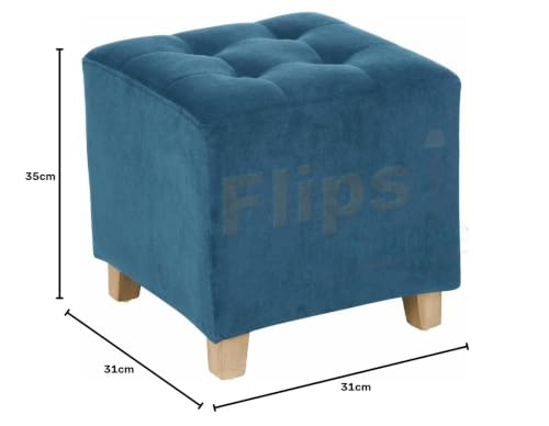 Image of Pouffes Bench Sitting Stool for Living Room Patio Kitchen Bench Puffy Wooden Mudda Ottoman Stools Footstool Pouf Square(Blue)