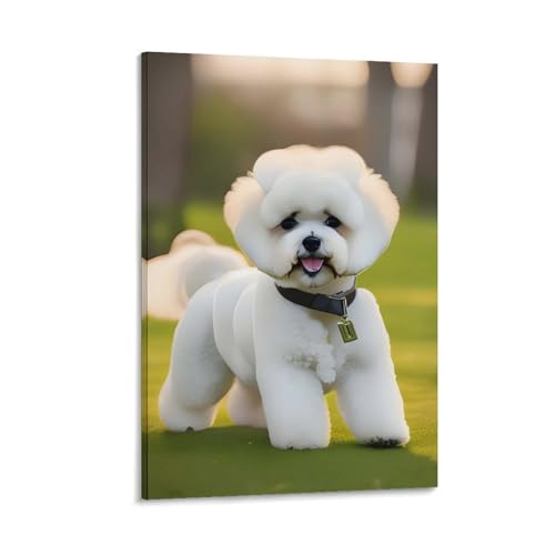 Impression sur toile bichon frisé pour habiller un mur vide de salon
