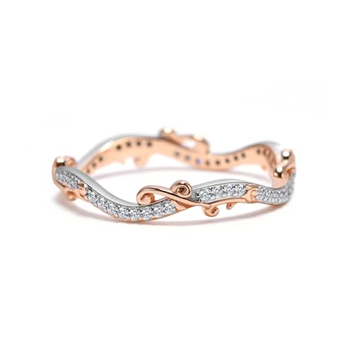 Rose Moissanite Eternity Wedding Band, S925 Sterling Silver Moissanite Promise Eternity Memorial Ring for Women