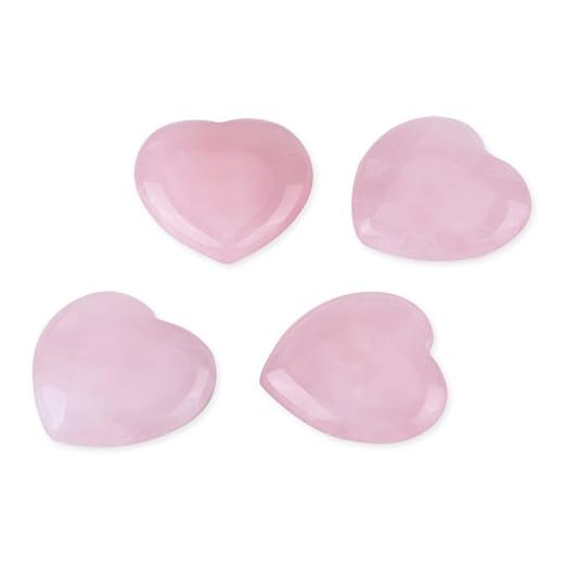 Cuarzo Rosa Piedra Natural, 4 pcs 25 x 25 x 10mm Corazones Cuarzo Rosa, Tallado en Forma de Corazón, Rosado Forma De Corazón Decoración De Piedras Preciosas