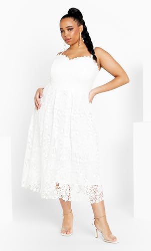 Image of City Chic Women's Plus Size Cocktail Dress - Scarlet Bustier Lace Midi