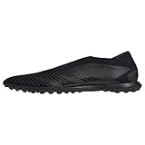 adidas Unisex Predator Accuracy.3 Turf Soccer Shoe, Black/Black/White (Laceless), 11 US Men