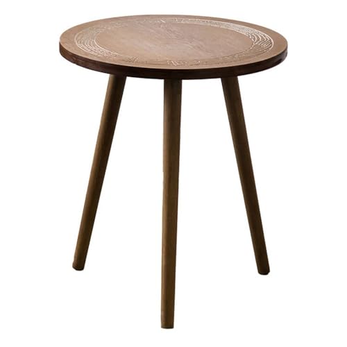 ZZlei2yu-12 Mesa Auxiliar Mesa Auxiliar de sofá Tallada Retro, Mesa de Centro Circular de Madera, Mesa de Esquina Minimalista Mesita de Noche(Grande)