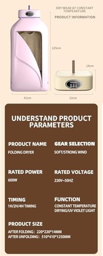 Image of Portable Mini Clothes Dryer Machine, Foldable Electric Laundry Drying Wardrobe with Timer, Compact Travel Dryer for Baby Clothes, Underwear and Towels
