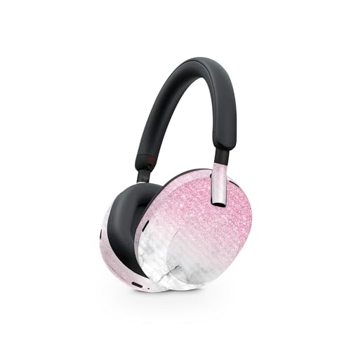 Image of MightySkins Carbon Fiber Skin Compatible with Sony WH-1000XM5 Headphones - Marble Glitz | Protective, Durable Textured Carbon Fiber Finish | Easy to Apply