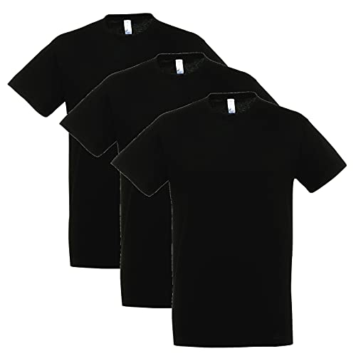 Image of Sols T-shirts (Pack of 3) Men's Cotton Short Sleeve, Black/White, M