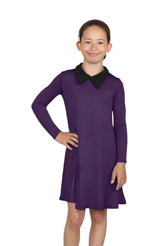 Vestido de Halloween morado para evitar el frío con manga larga y cuello Peter Pan