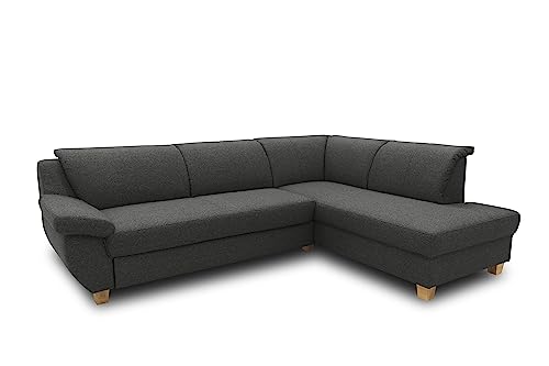 DOMO Collection Ecksofa Panama, klassisches Ecksofa in L-Form, Eckcouch, Sofa Couch, Ecke 254 x 186 cm in anthrazit