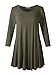 LARACE Women 3/4 Sleeve Tunic Top Loose Fit Flare T-Shirt(1X, Army Green)