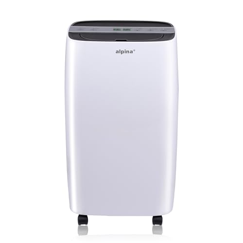 Alpina Deumidificatore, 230 V o 220 W, Spazi Fino a 100 m³, Silenzioso, Deumidifica fino a 10 L al Giorno, Funzione Timer 1-24 ore, Regolazione del Livello di Umidità, Bianco