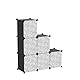 C&AHOME Würfelförmiges Aufbewahrungsregal mit Türen, 6-Würfel-Regalbretter, Schrankschrank, Modulregal aus Kunststoff, ideal für Schlafzimmer, 93,5 cm L x 31,8 cm B x 93,5 cm H, Schwarz, SHS3006B-DOOR