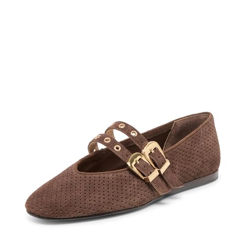 Dolce Vita Women's Baylee Grommet Ballet Flat, DK Brown, 7.5