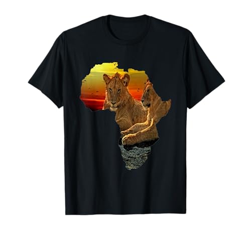 Camisa de África con mapa de león para papá, mamá, animales del sur Camiseta