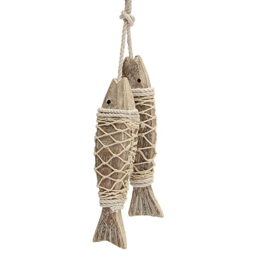 Sculpture poisson bohème en bois pour art mural maritime de salle de bain et chambre
