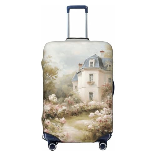 Country House Rose Garden Vintage Elastic Travel Luggage Covers Dustproof Scratch-Resistant Suitcase Protector Fit 22-24 Inch - Main Image