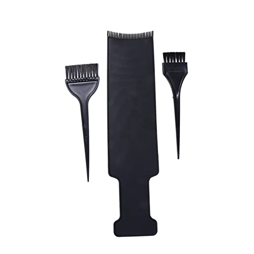 BAZEITFLOW 3 piezas Kit para Teñir Cabello con Peine y Cepillos para Mechas Herramienta Profesional para Peluquería y Doméstico Color Negro Protege Cabelludo y Facilita Aplicación Precisa