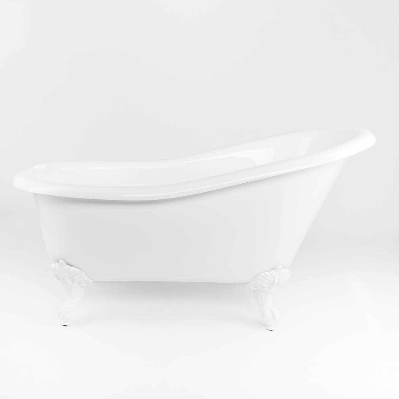 Vintage Tub & Bath Aurora 57 Inch Acrylic Slipper Clawfoot Tub - Rim Faucet Drillings - Imperial Ball & Claw Feet