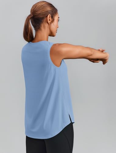 Image of PINSPARK Workout Tank Tops for Women UPF 50+ Side Slits Athletic Gym Shirt
