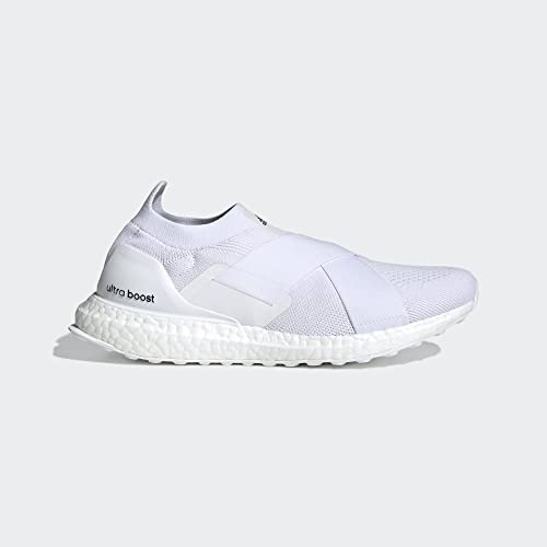 adidas Women's Ultraboost DNA Running Shoe, White/White/Acid Orange (Slip-on), 9.53