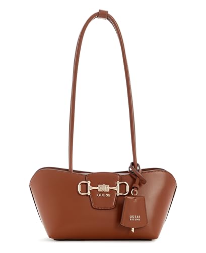 GUESS Womens JANIE SHOULDER SATCHEL HANDBAG COGNAC