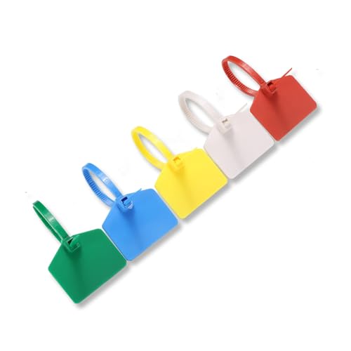 4 in Marker Nylon Cable Ties, Plastic Water Proof Tags, Self-Locking Written-on Cable Marker, Security Seals Label for Cabling, Wire Marking Label, Shipping Hanging Tags - Blue/ 100pcs