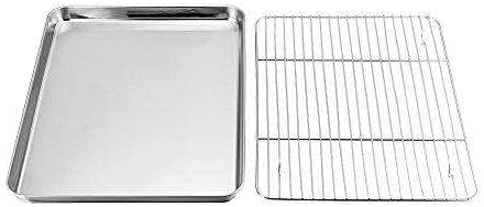 LKOP Baking sheet with grid, steel cookie tray Padro Bakeware sets Baking pans set Cookie sheets for baking Sheet pan Baking tray Baking accessories Cookie sheet set