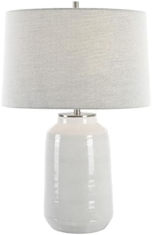 Uttermost Odawa Coastal Ceramic Table Lamp with Fabric Shade in Off White/Nickel