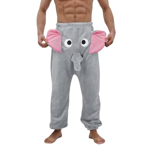 ZDSUHYIW Pantalones de pijama de elefante para hombre, divertidos, trompa de elefante, dibujos animados, probóscide, hogar, tiempo libre, orejas, gris, M | Ya disponible en tu tienda friki favorita! En mundofriki.es!