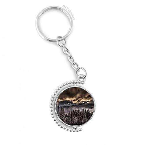 Anillo de la cadena con colgante rotativo de pino blanco para llaves y accesorios cotidianos