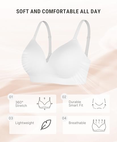 Image of FeelinGirl Wireless Supportive Bra for Women, Seamless Comfort Bralettes No Underwire Full Coverage Everyday Bras