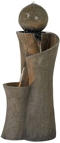 John Timberland MZ03306GA Modern Sphere Curve Zen Outdoor Floor Bubbler Water Fountain 39 1/2 Inch High thumb #4