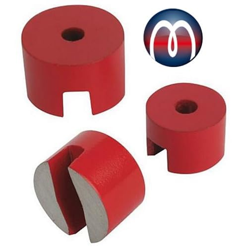 5 x Aimant à Bouton AlNiCo Rond Ø 13 mm, peint en rouge - Température maximale de fonctionnement 180°C - Force 0,7 kg - 5 pièces - Aimants industriels AlNiCo
