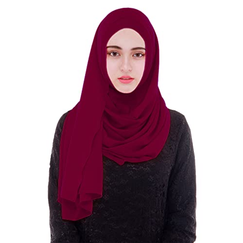 MOWEN Bubble Chiffon Scarf with Underscarf Cap for Women Hijab Muslim Lightweight 27