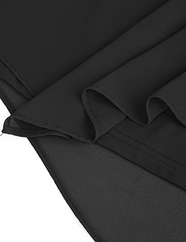 Lotusmile Summer Flowy Shirts, Women Loose Half Ruffle Split Sleeve Formal Black Blouse Top Dressy Plus Size Evening Tops For Women Party Elegant Scoop Neck Chiffon Casual Office Work Tunic Blouses #TOP4