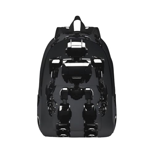 Sac à dos d'extérieur imprimé robot noir pour voyage randonnée adulte homme femme