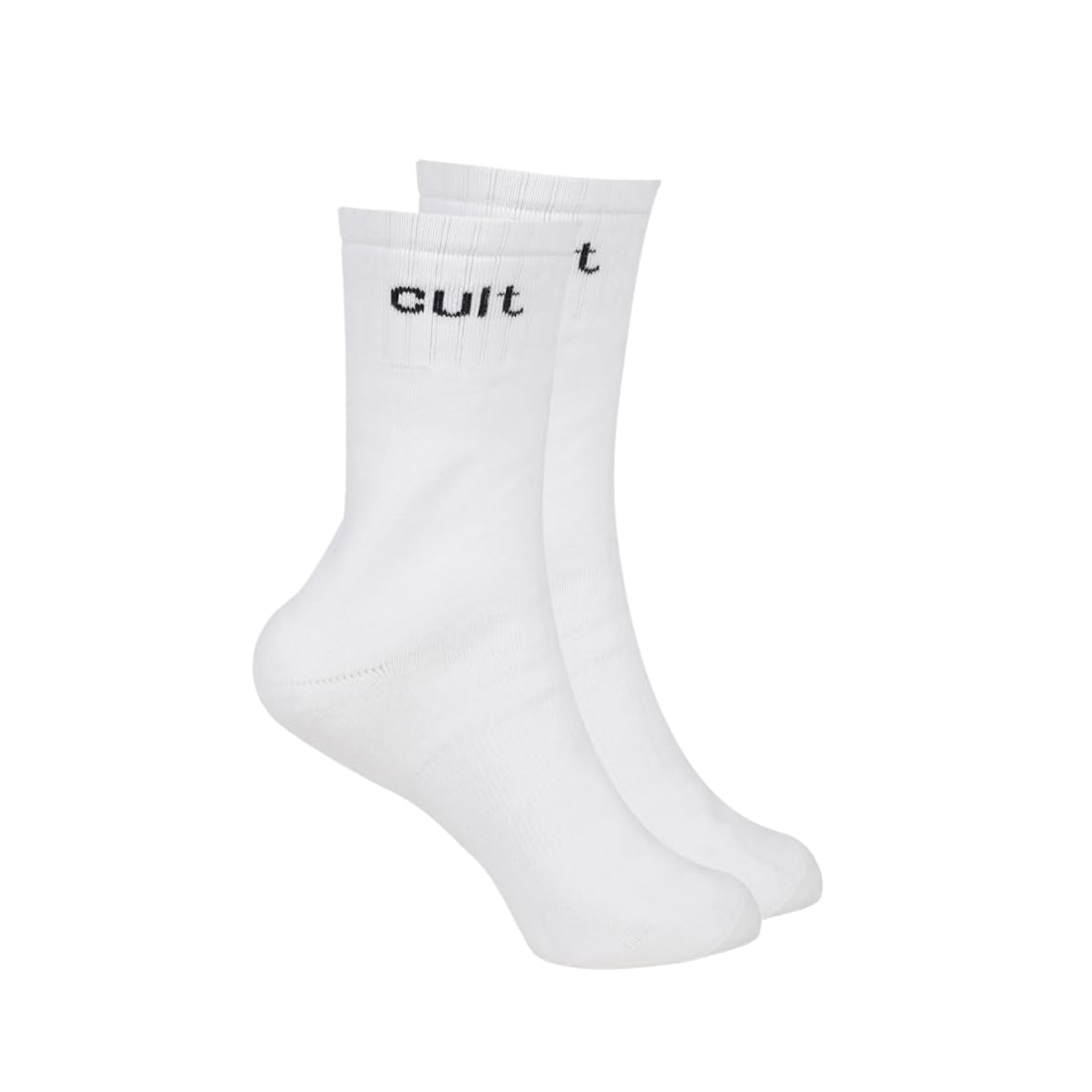 CULT Men’s Sports Crew Length Cotton Socks – Ultra Soft, Sweat-Absorbent, Anti-Microbial with Arch Support & Reinforced Toe – Pack of 2 - White