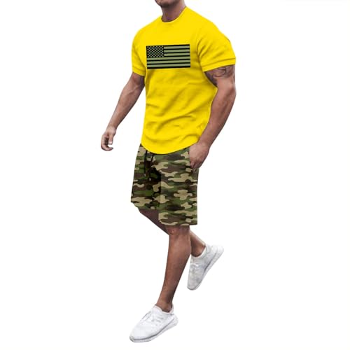Ensemble homme deux pièces short et t-shirt manches courtes jaune M