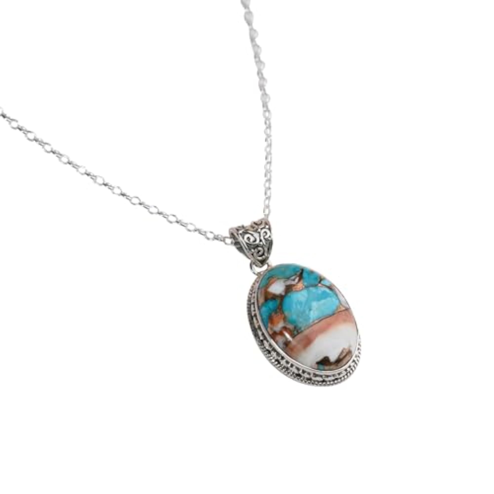 Women's Turquoise Pendant Necklace, Boho-Chic Style