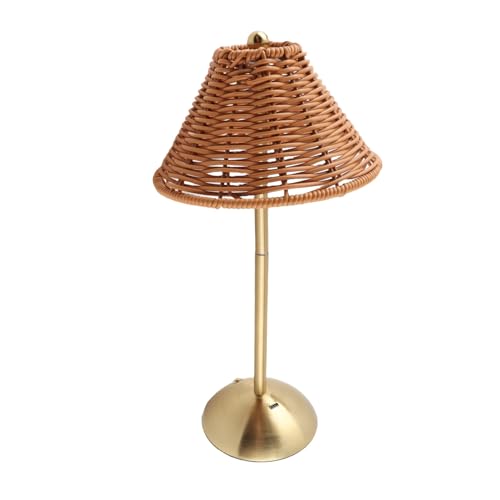 Zerodis Kabellose Schreibtischlampe aus Korbgeflecht, Handgefertigtes...