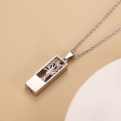 Tree Of Life Urn Necklace-Memorial Keepsake Pendant (1.18 inches) Ashes Holder For Loved Ones, Waterproof Engravable,Comfort Carry in Stainless Steel4
