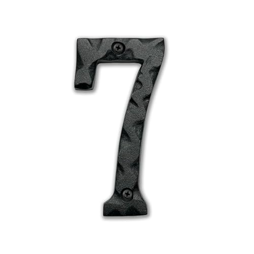 Image of NACH JS-RN4-7 Rustic Cast Iron House Numbers, 4 Inch, Black