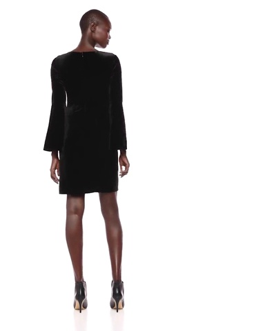 Watch NINE WEST Women's Velvet Bell Sleeve T-Shirt Dress, Black, 2 on Amazon Live