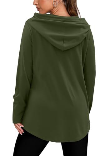 BETTE BOUTIK Womens Quarter Zip Tunic Hoodies Pullover Long Hooded Sweatshirts S-3XL