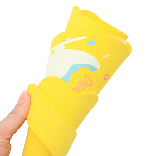 Image of Baby Shower Cap Shield, Soft Adjustable Kids Bath Visor Hat Shampoo Washing Hair Protection Cartoon for Toddler children (Yellow Dinosaur)